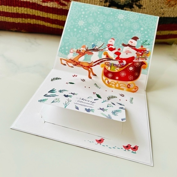 NWT 3D Pop Up Laser Cut Christmas Card Holiday Santa’s Sleigh - Picture 7 of 12